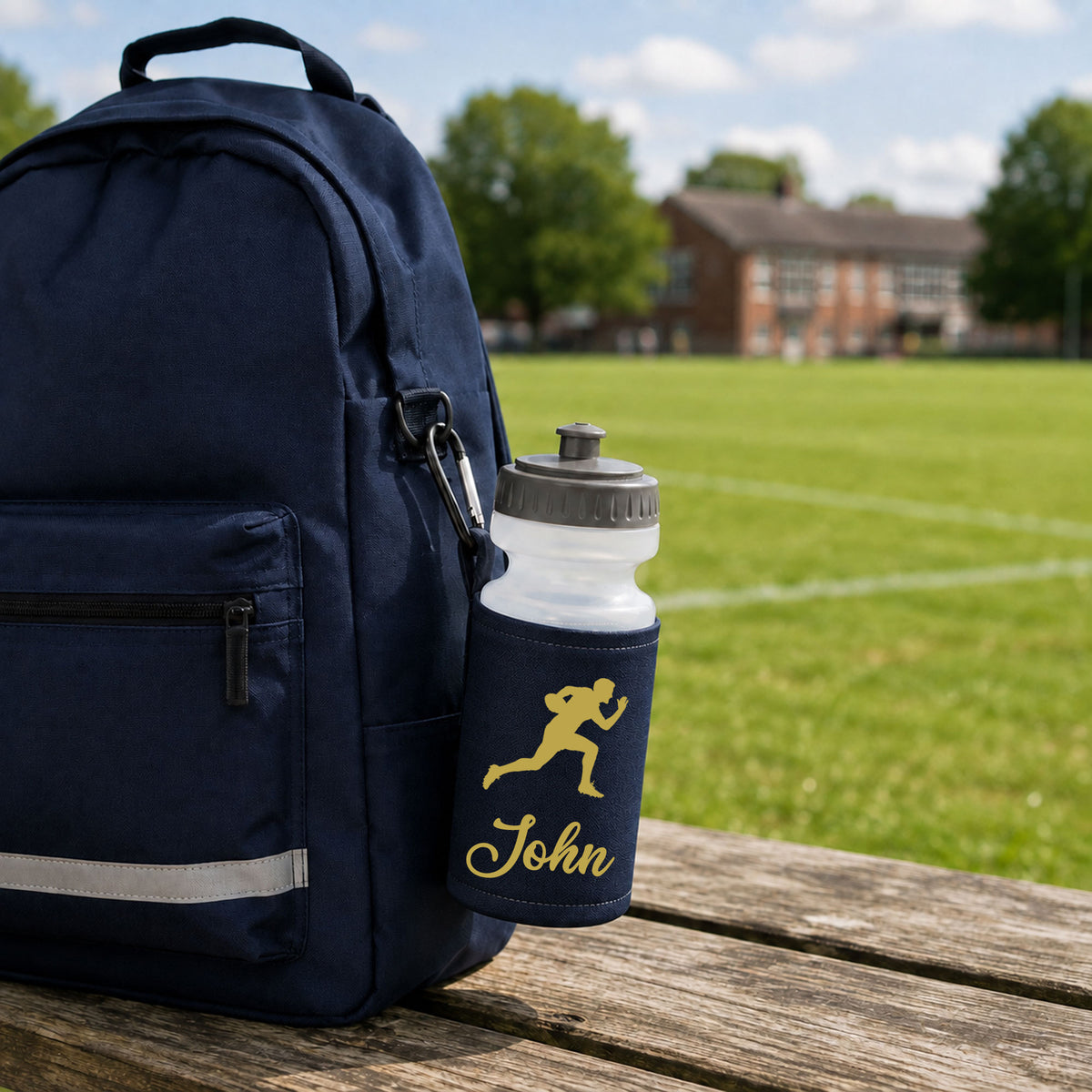 Navy Water Bottle & Holder