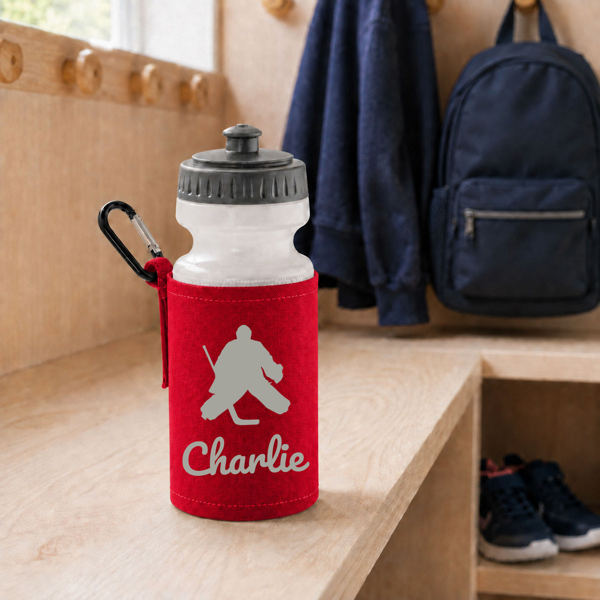 Red Water Bottle & Holder