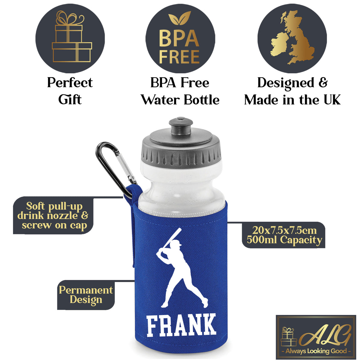 Royal Blue Water Bottle & Holder