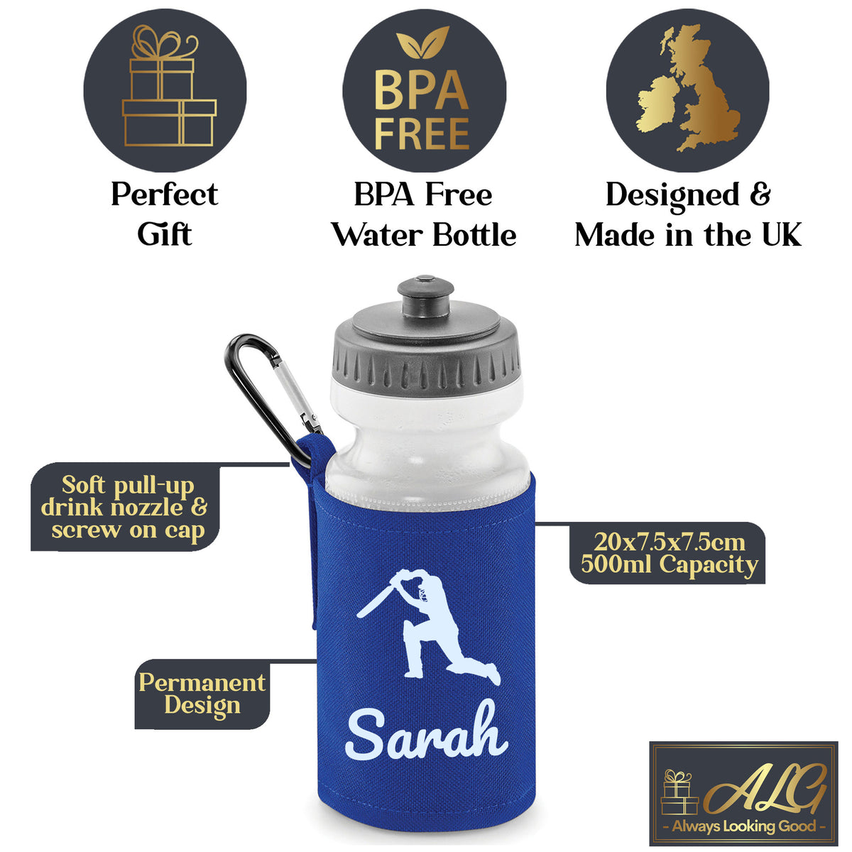 Royal Blue Water Bottle & Holder