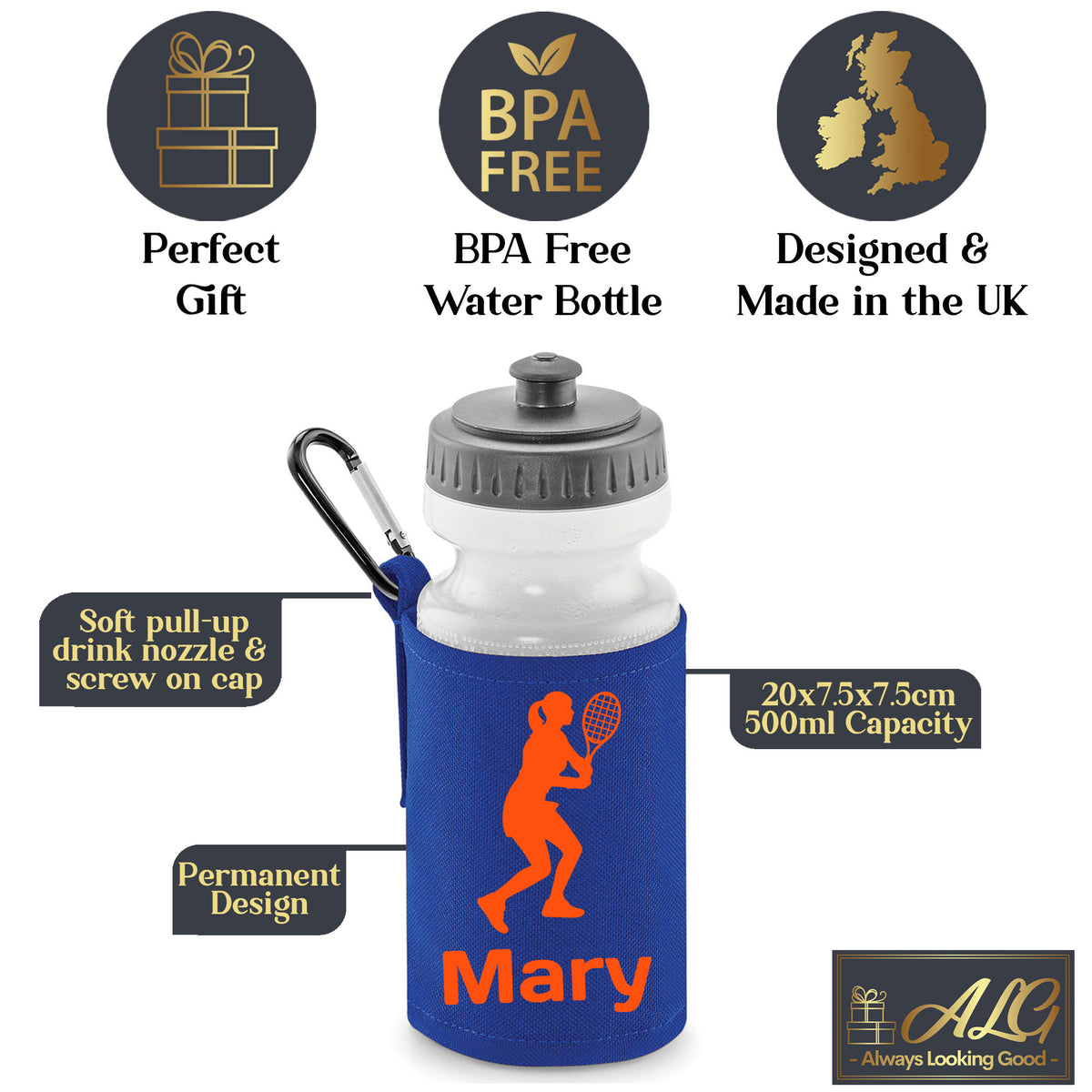 Royal Blue Water Bottle & Holder