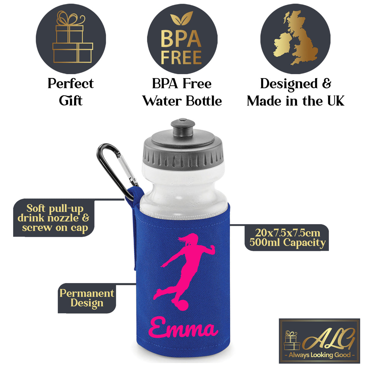 Royal Blue Water Bottle & Holder