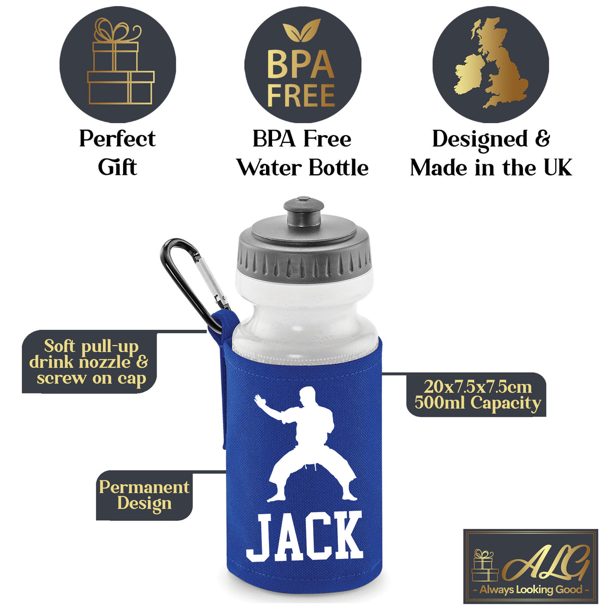 Royal Blue Water Bottle & Holder