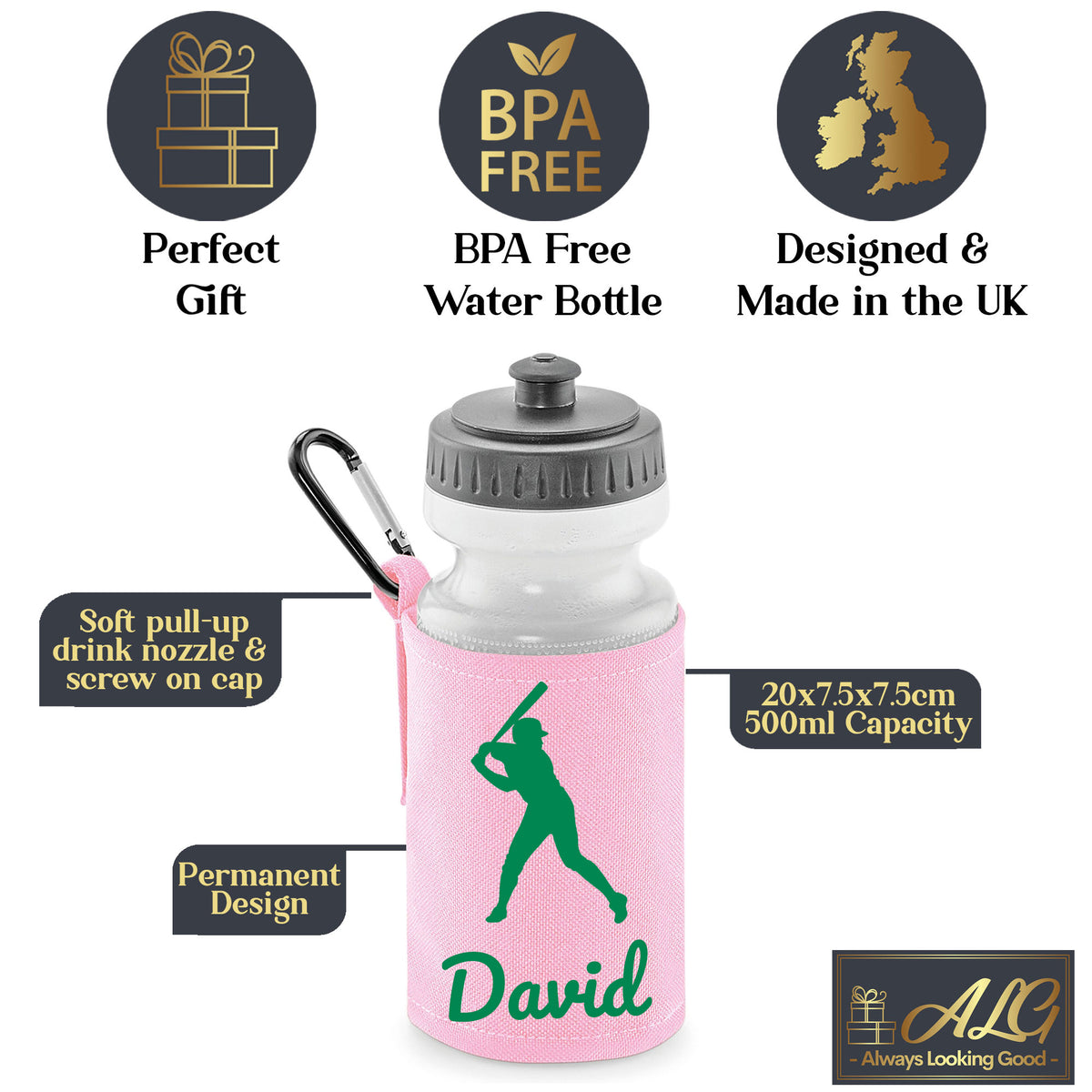 Baby Pink Water Bottle & Holder
