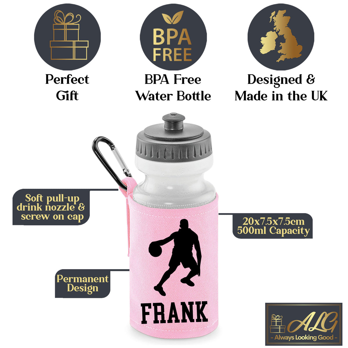 Baby Pink Water Bottle & Holder
