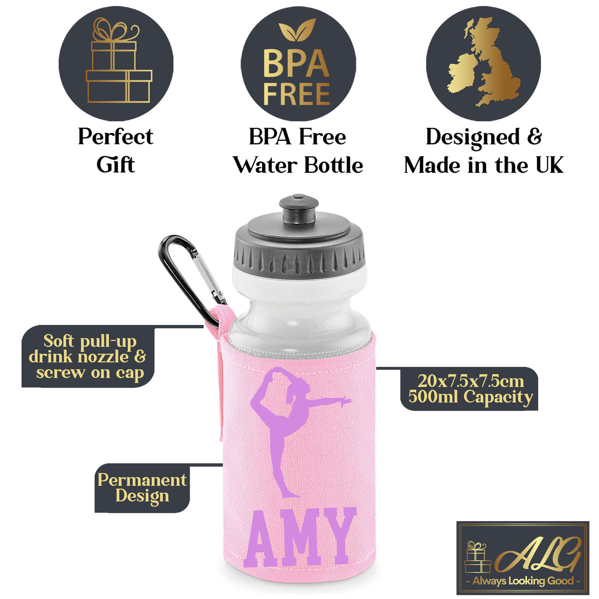 Baby Pink Water Bottle & Holder