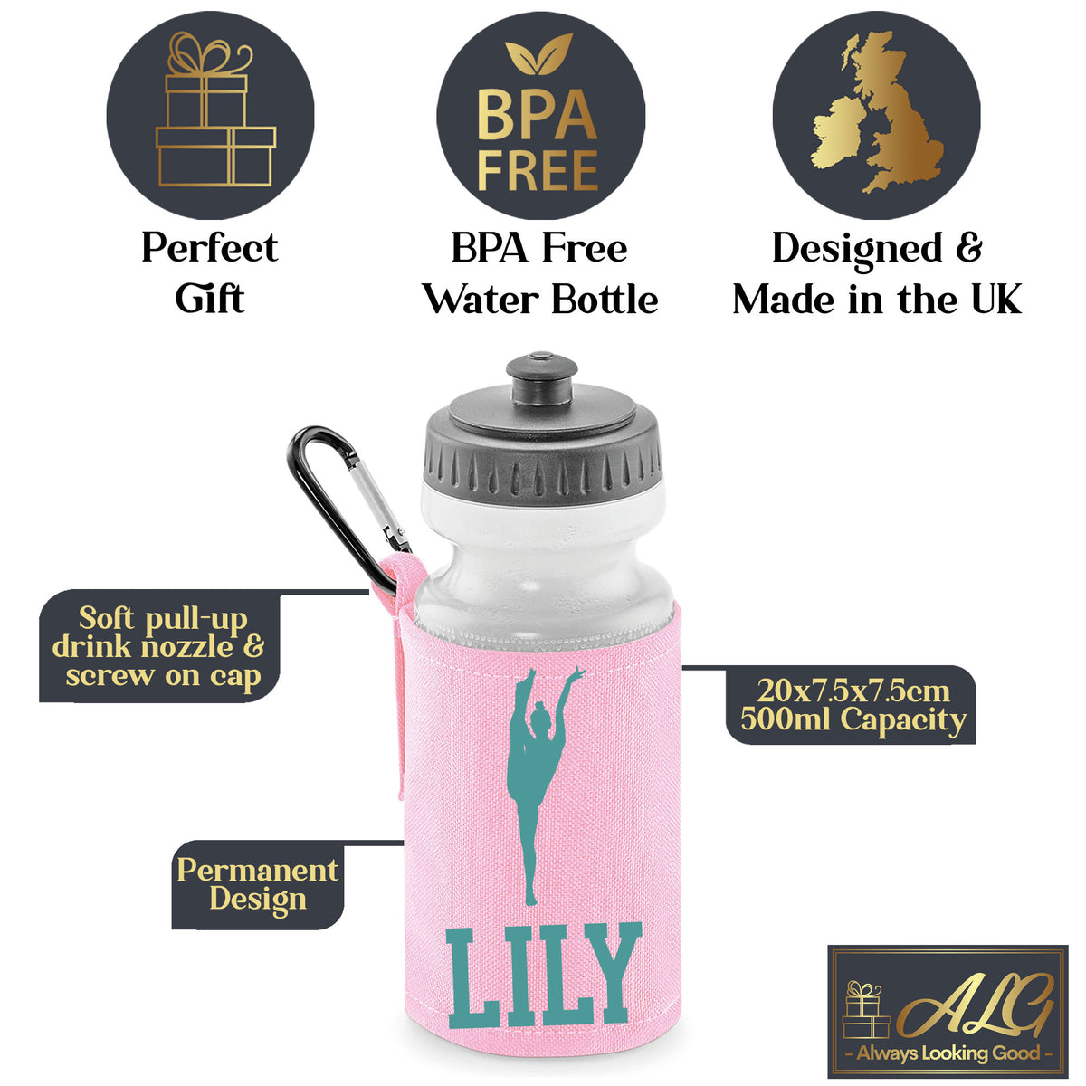 Baby Pink Water Bottle & Holder