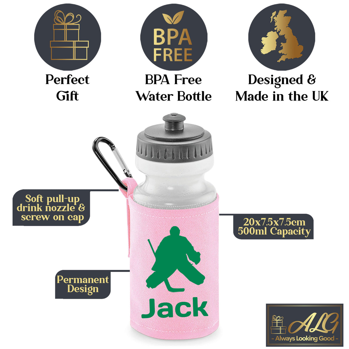 Baby Pink Water Bottle & Holder