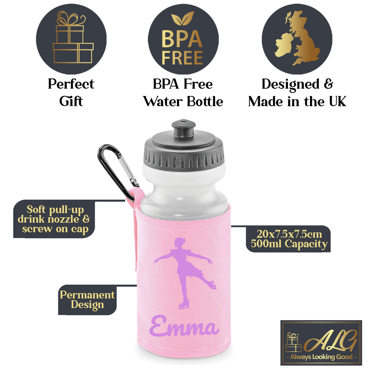 Baby Pink Water Bottle & Holder