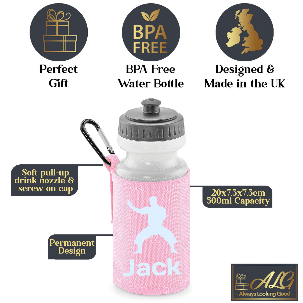 Baby Pink Water Bottle & Holder
