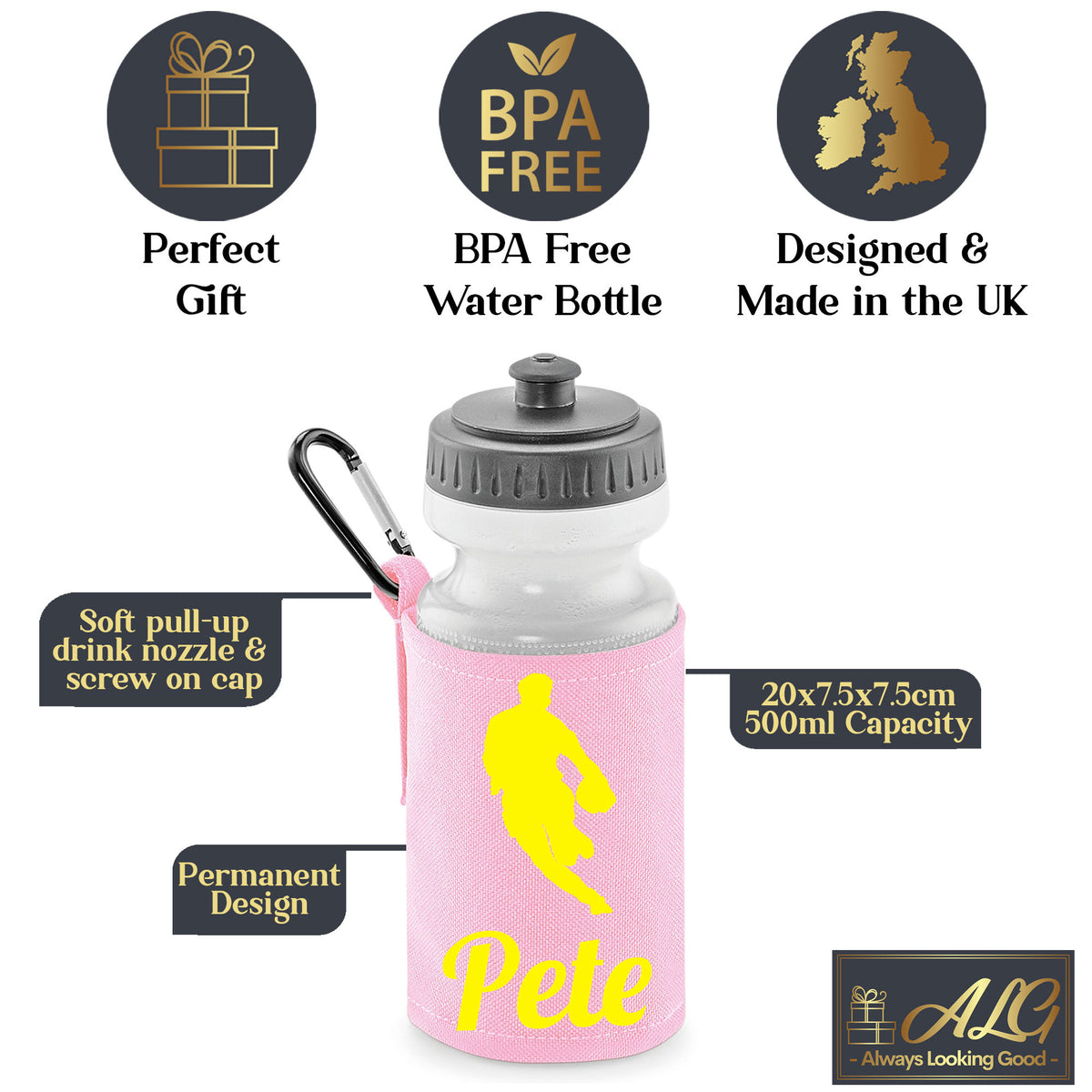 Baby Pink Water Bottle & Holder