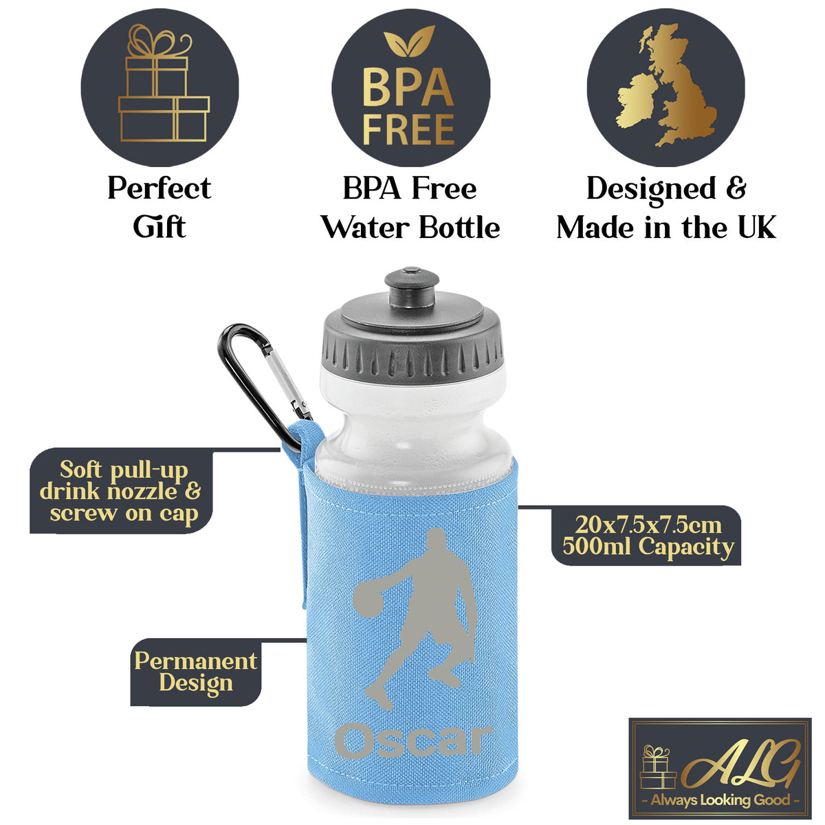 Sky Blue Water Bottle & Holder