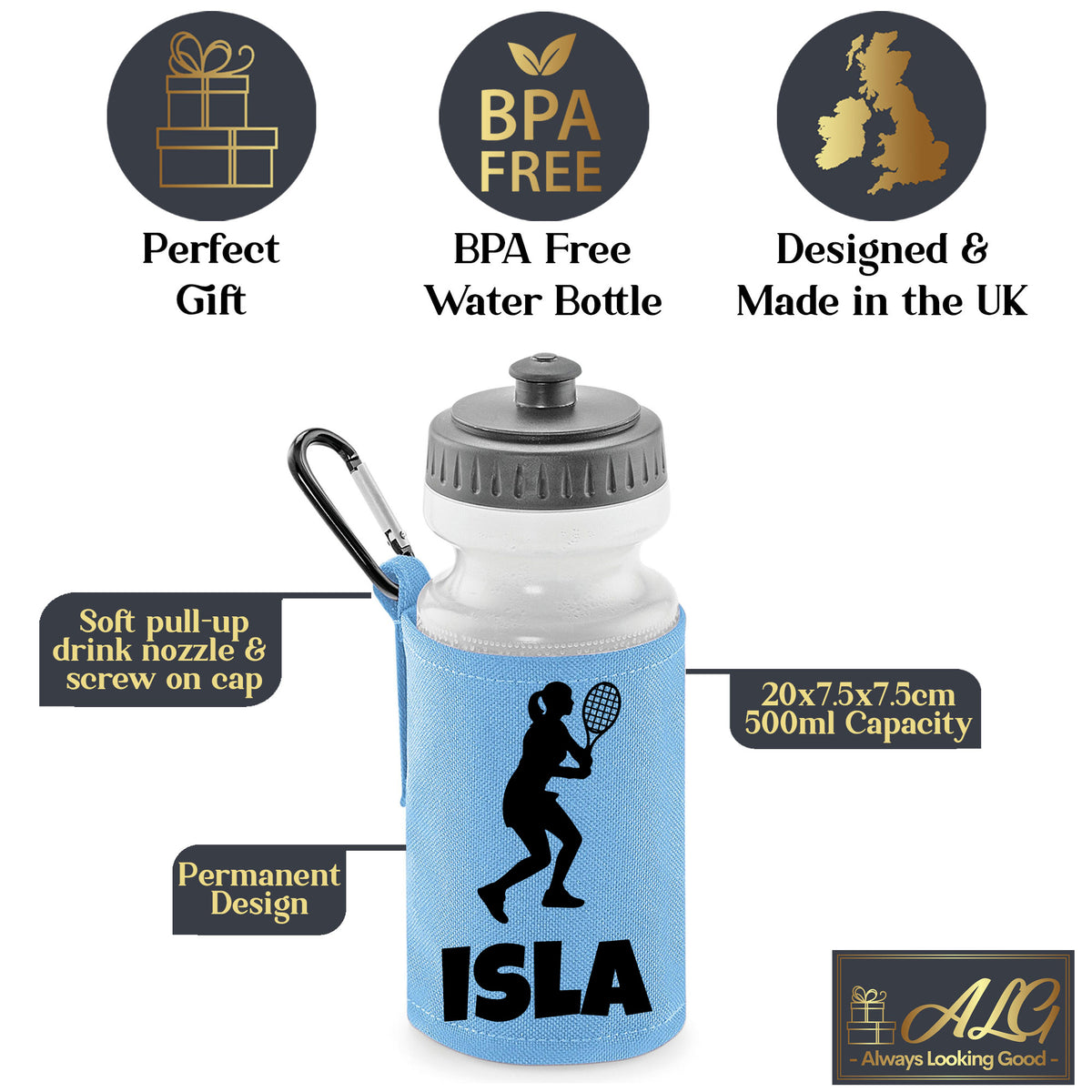Sky Blue Water Bottle & Holder