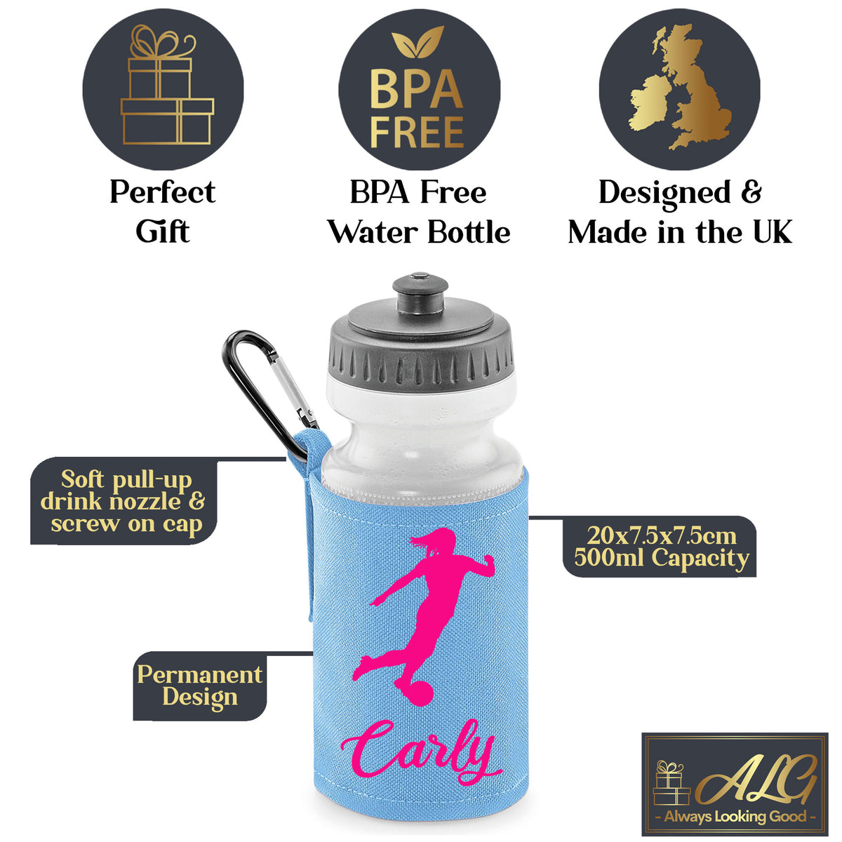 Sky Blue Water Bottle & Holder