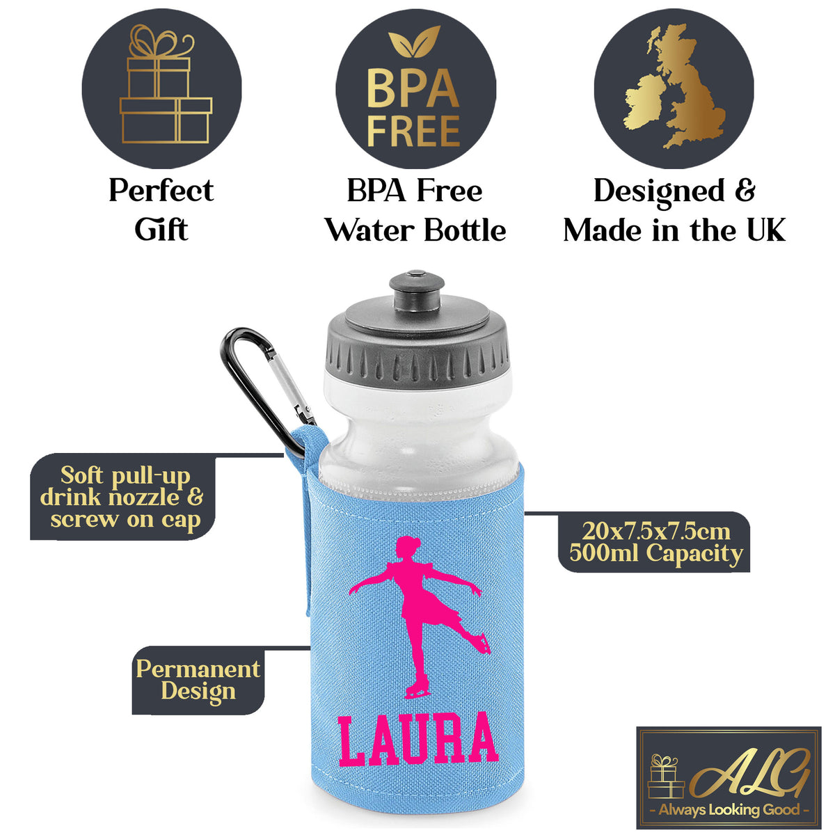 Sky Blue Water Bottle & Holder