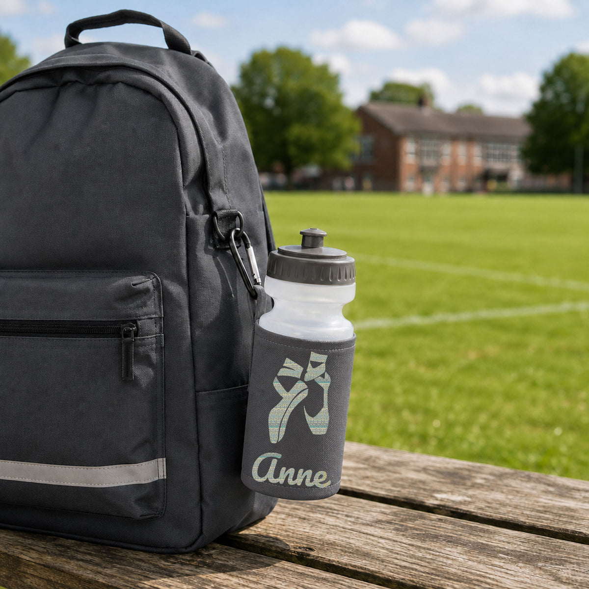 Grey Water Bottle & Holder