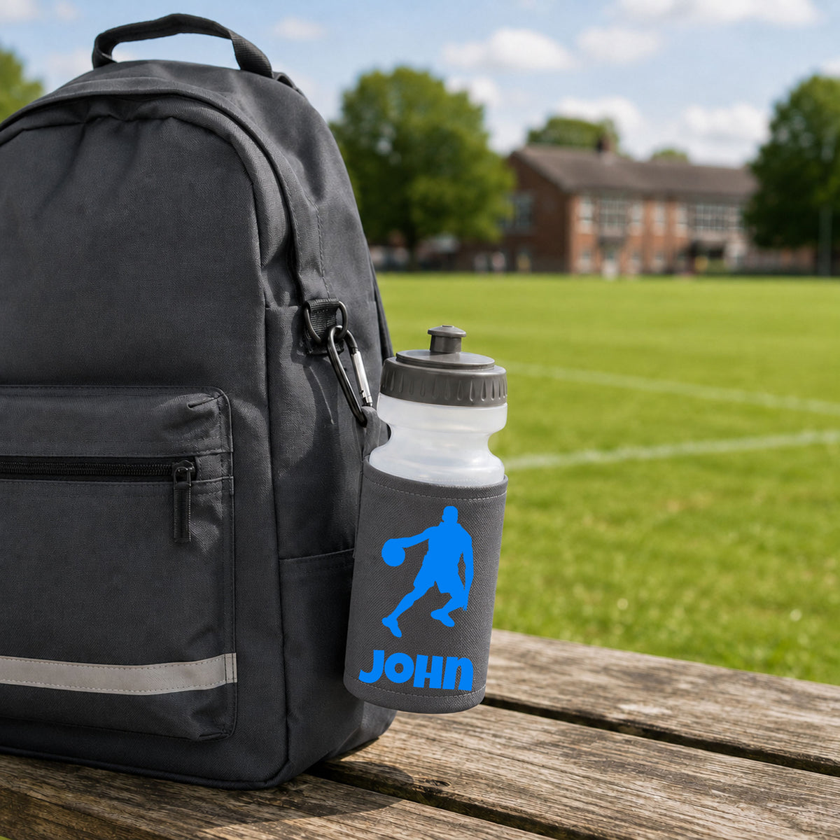 Grey Water Bottle & Holder