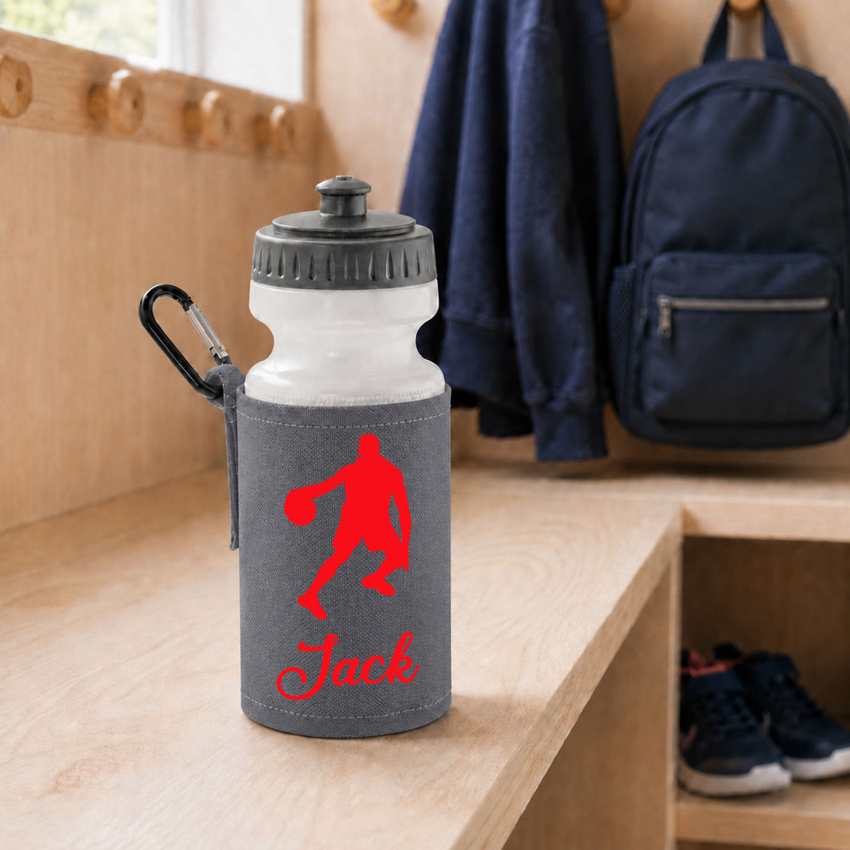 Grey Water Bottle & Holder