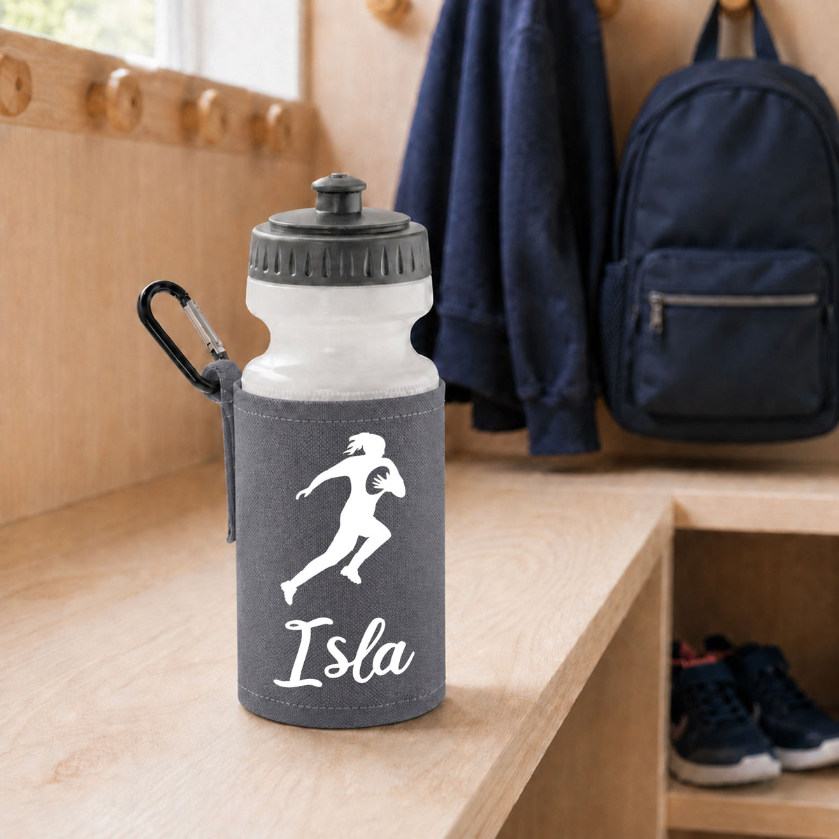 Grey Water Bottle & Holder