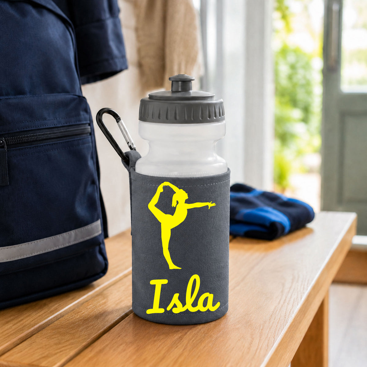 Grey Water Bottle & Holder