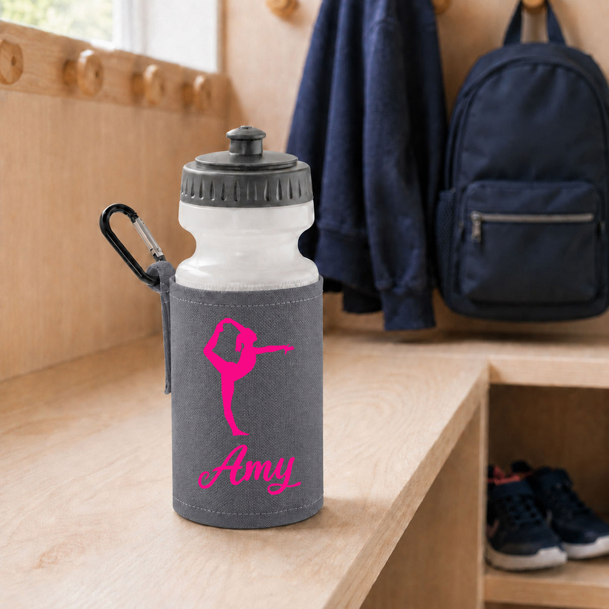Grey Water Bottle & Holder