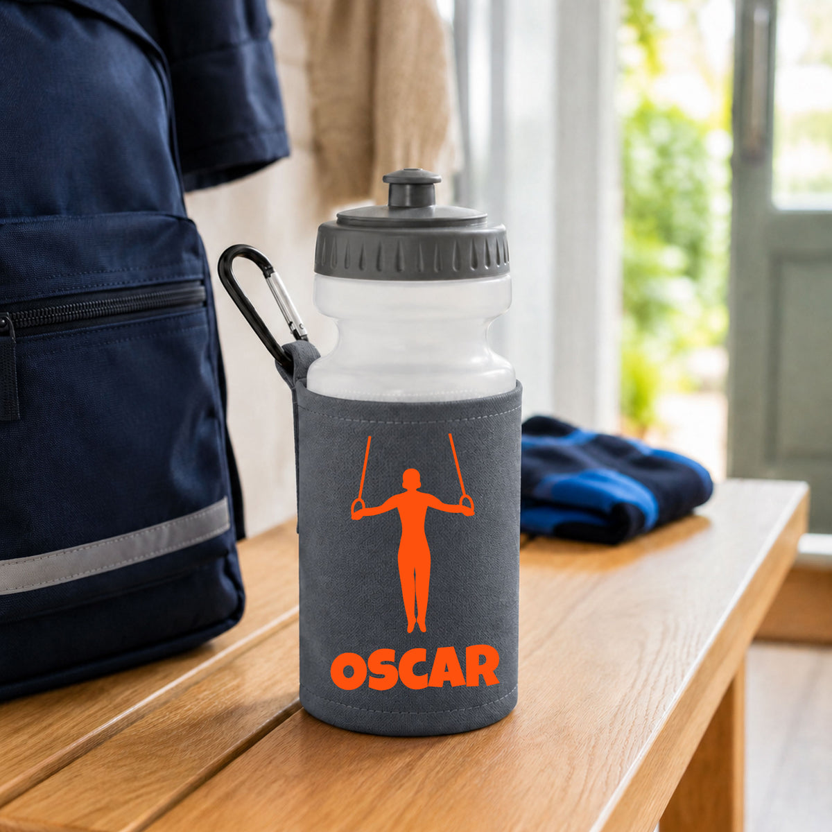 Grey Water Bottle & Holder