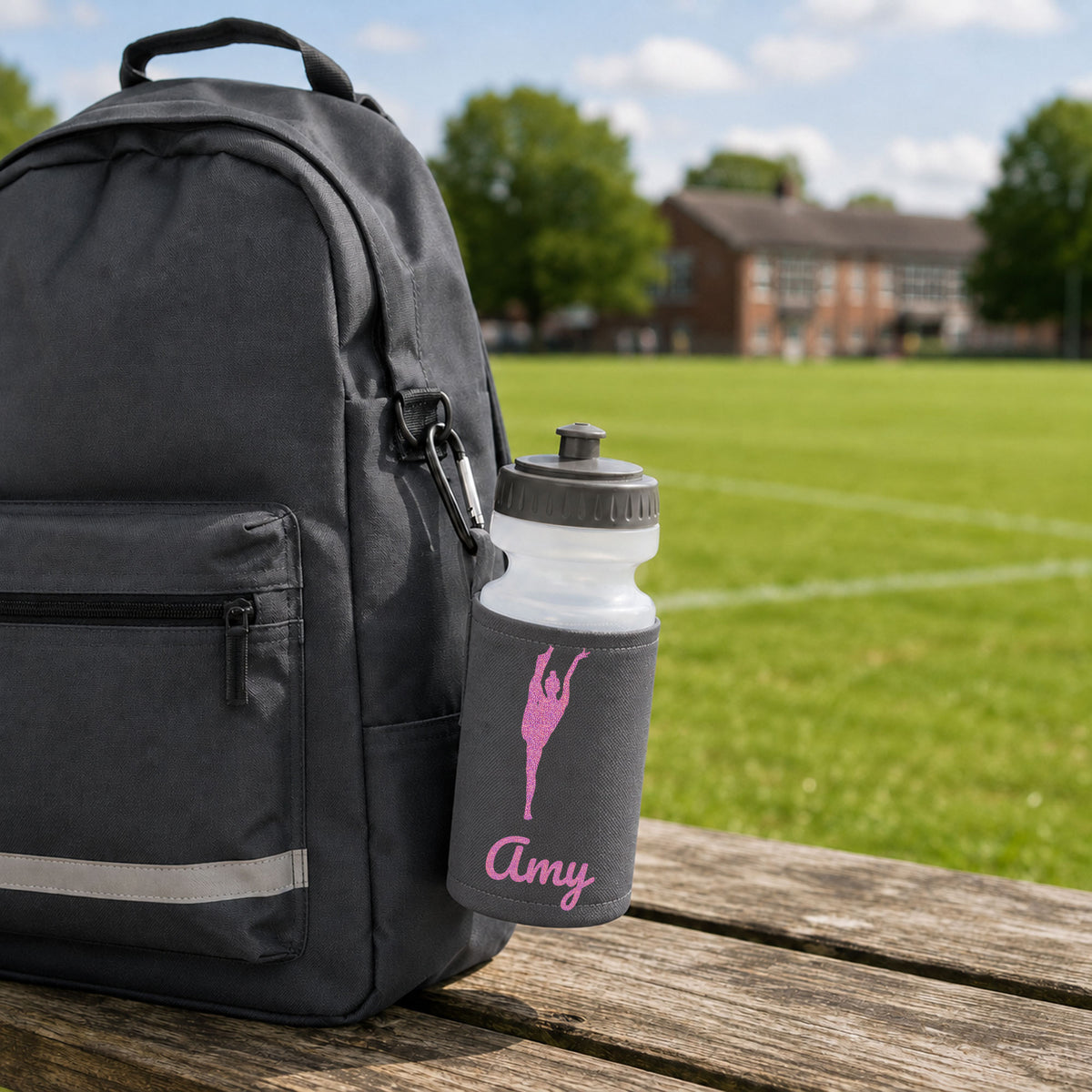 Grey Water Bottle & Holder