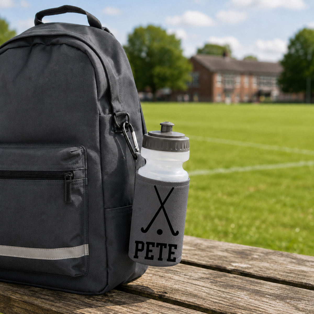 Grey Water Bottle & Holder