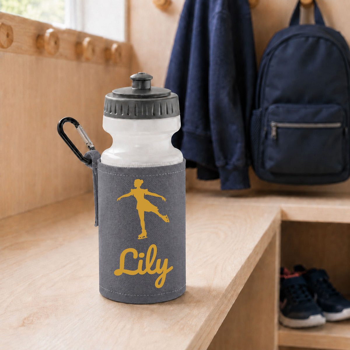 Grey Water Bottle & Holder