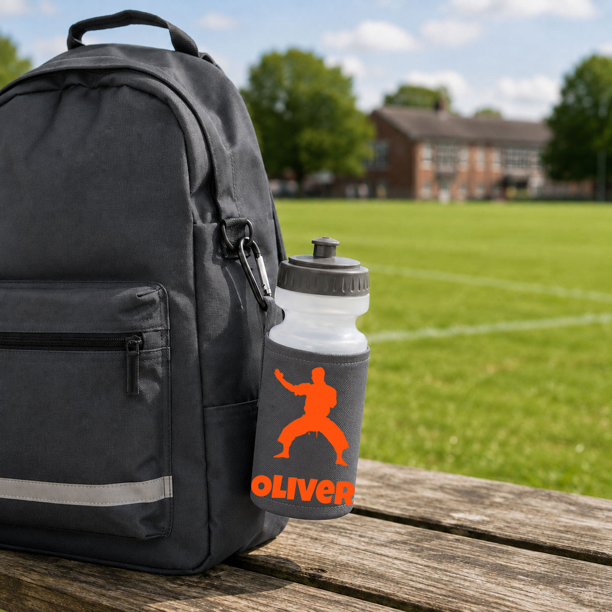 Grey Water Bottle & Holder