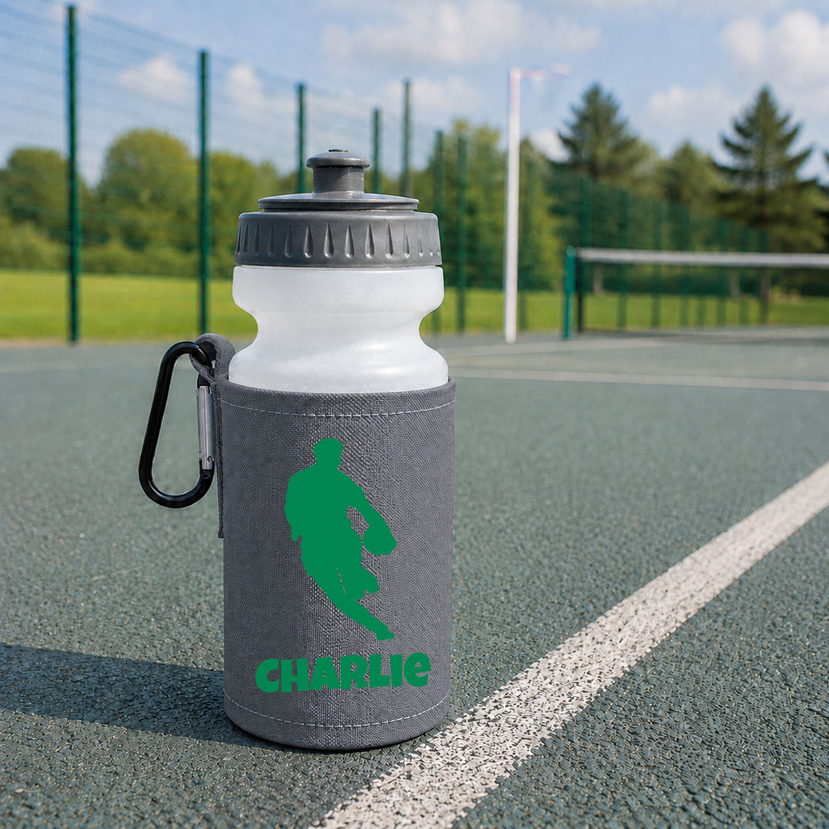 Grey Water Bottle & Holder