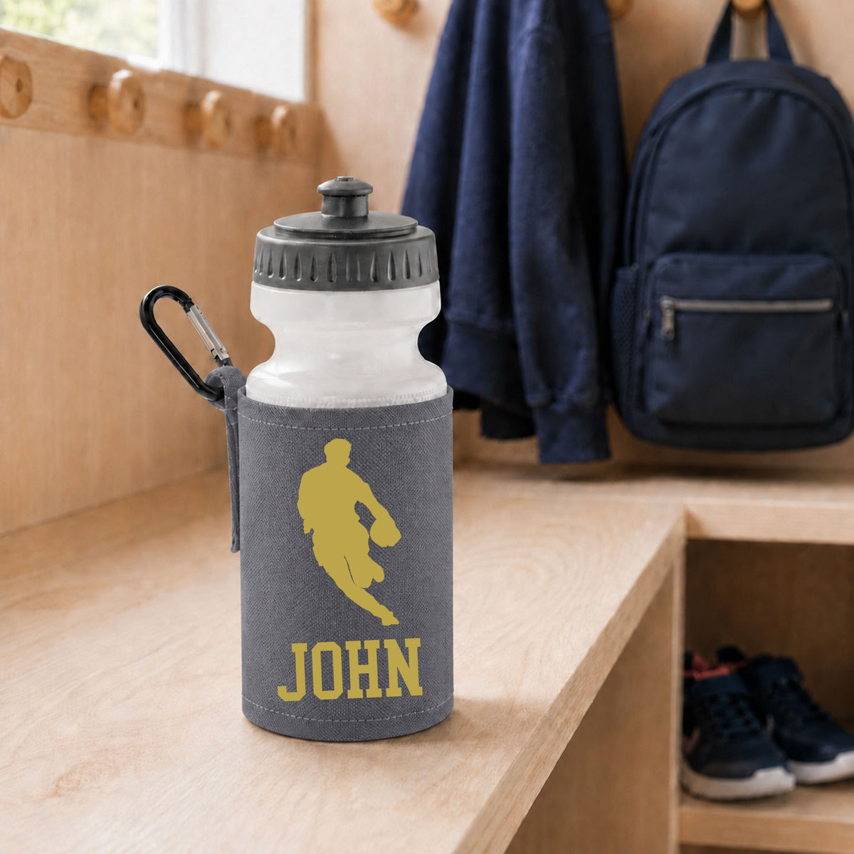 Grey Water Bottle & Holder
