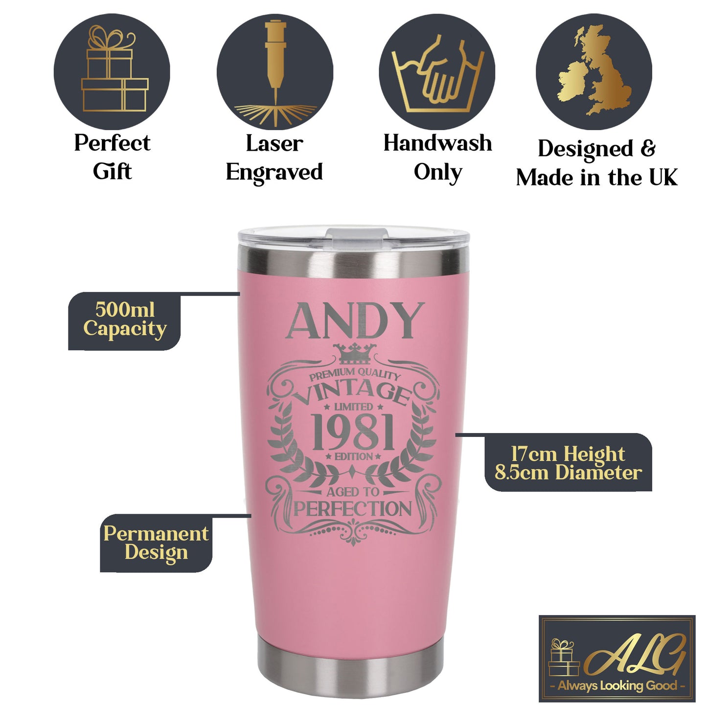 Light Pink Thermal Metal Coffee Cup
