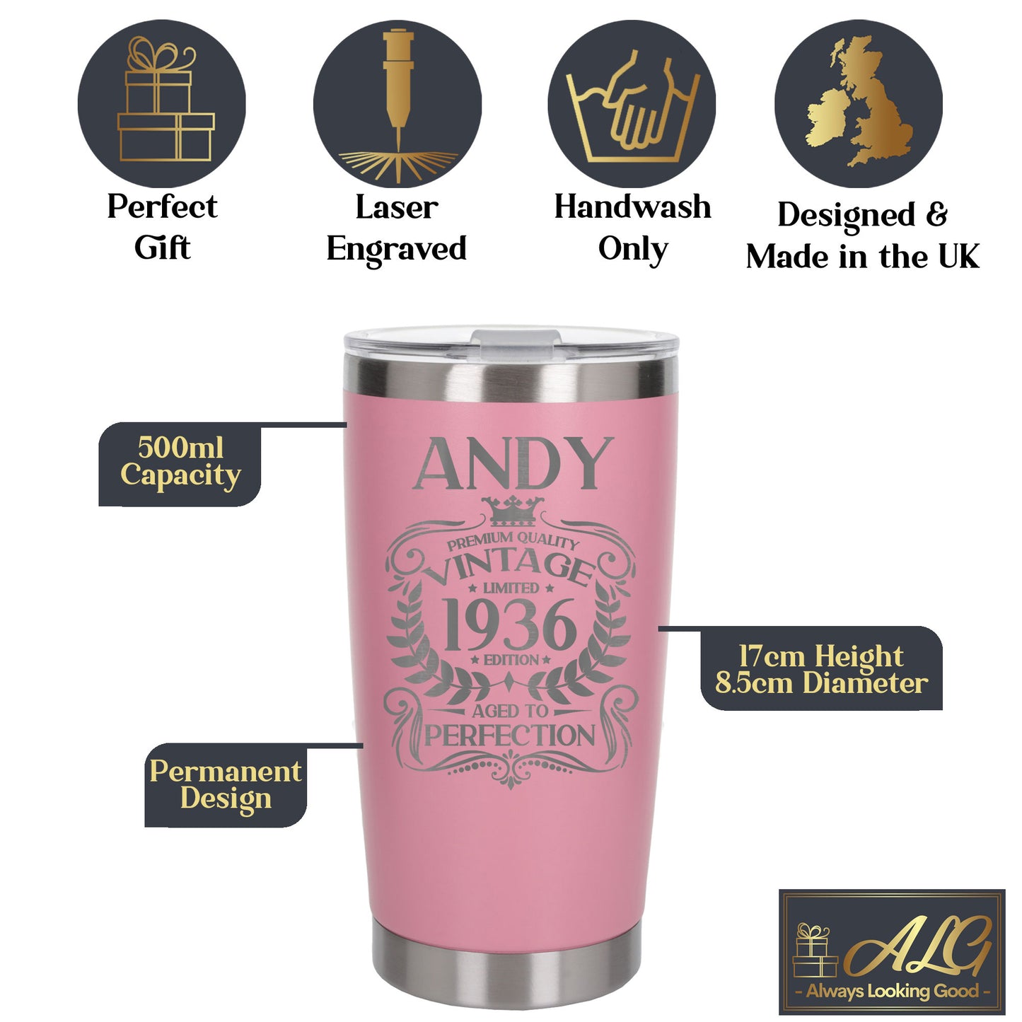 Light Pink Thermal Metal Coffee Cup