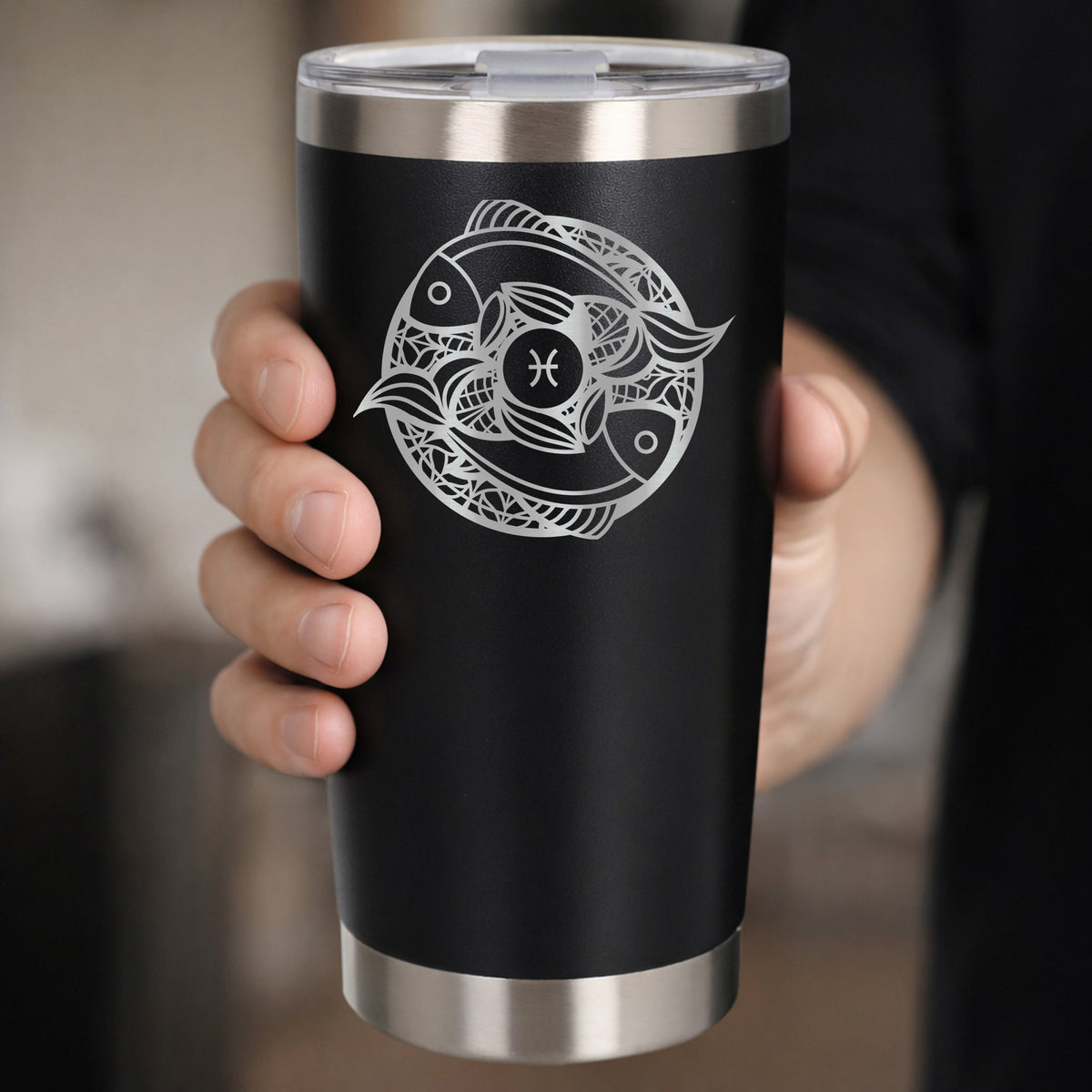 Black Thermal Metal Coffee Cup