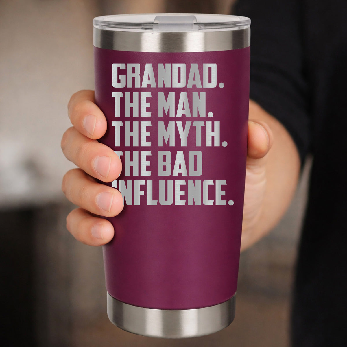 Grandad The Man The Myth The Bad Influence Engraved Travel Mug