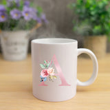 Monogrammed Floral Initial Ceramic Mug – Pink Letter Design