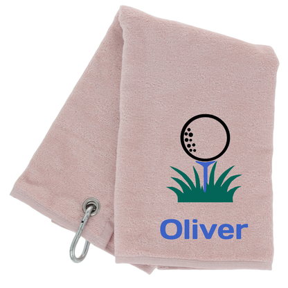 Personalised GOLF Towel - Embroidered Trifold Towel with Carabiner Clip