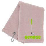 Personalised GOLF Towel - Embroidered Trifold Towel with Carabiner Clip