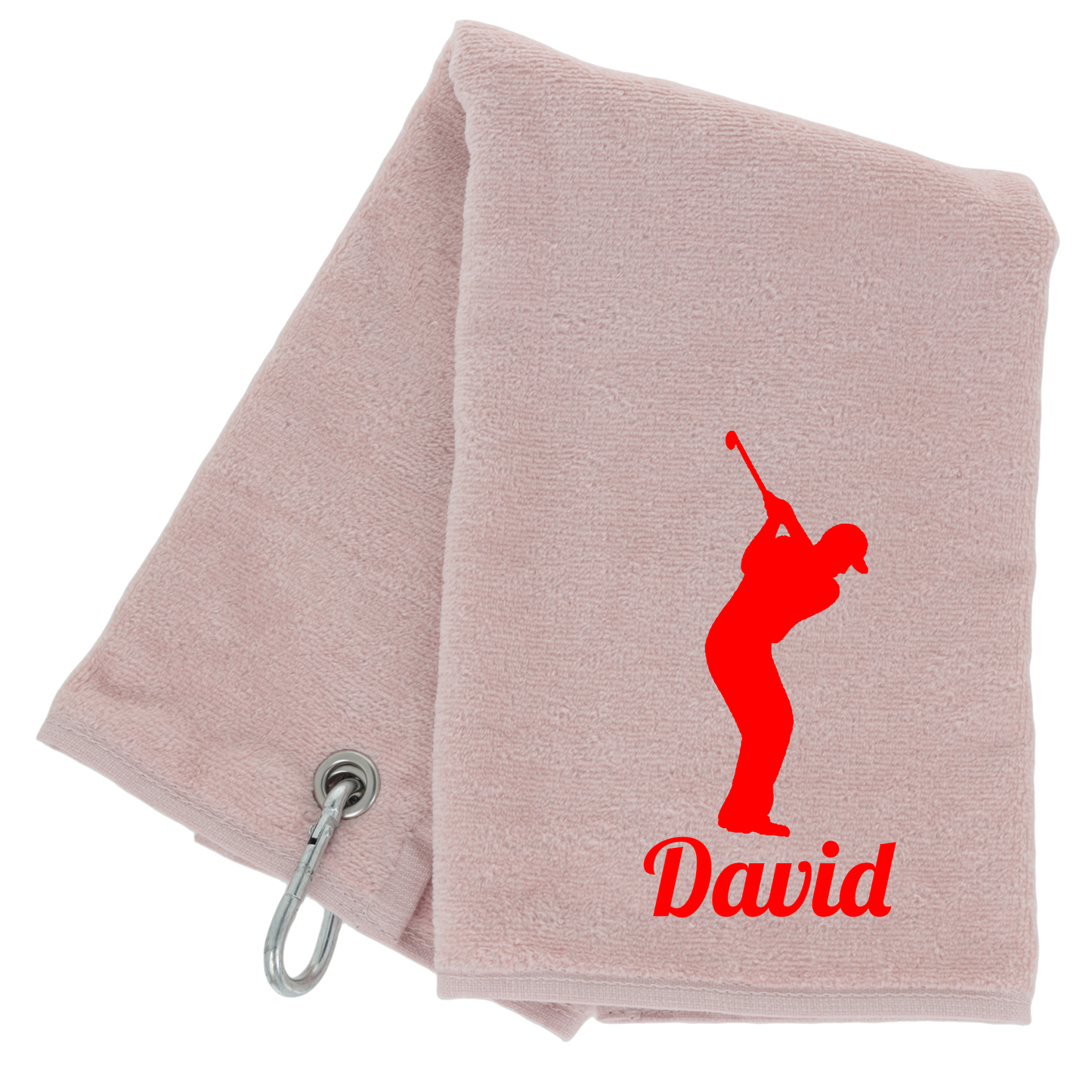 GOLF Towel Personalised - Embroidered Trifold Towel with Carabiner Clip