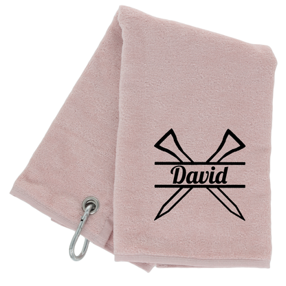 Personalised GOLF Towel - Embroidered Trifold Towel with Carabiner Clip