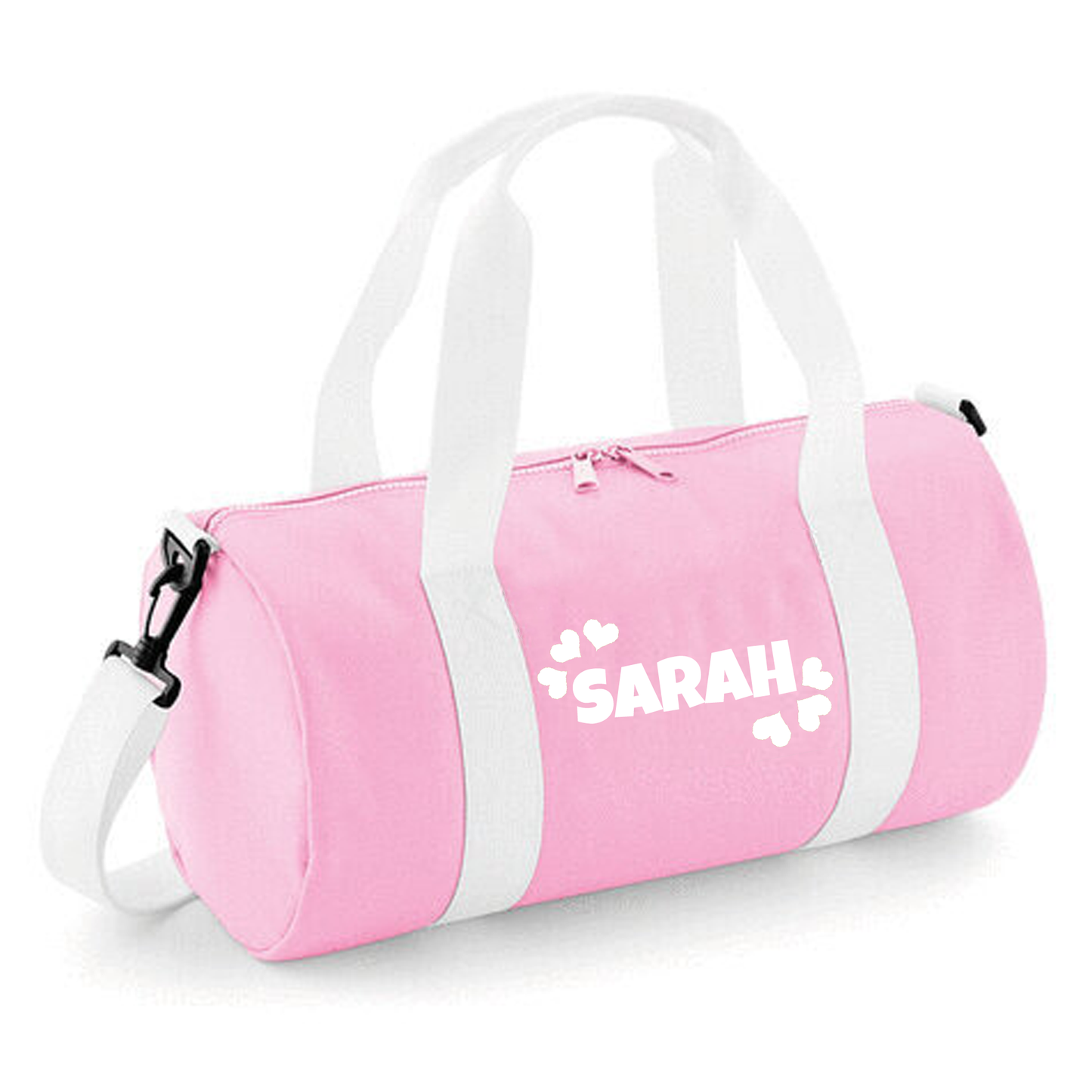 Personalised Name & Hearts Design Barrel Bag, Toddler Kids Bag