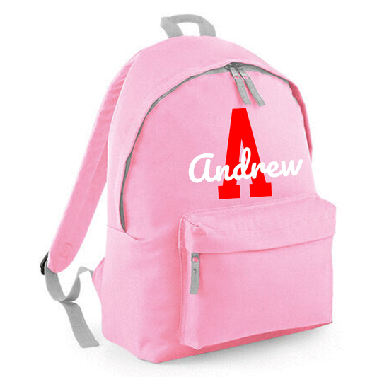 Personalised Name & Initial Backpack, Kids Rucksack with Name & Design