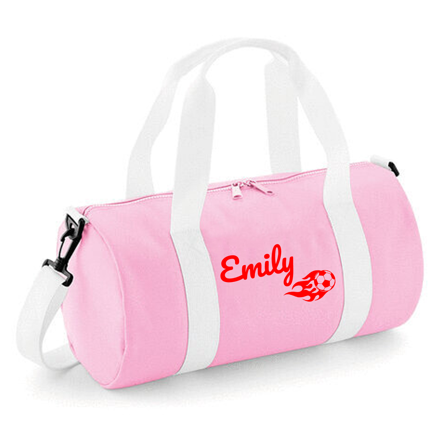 Personalised Flaming Football Barrel Bag - Lightweight Holdall for Kid