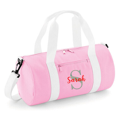 Personalised Name & Initial Design Barrel Bag Ideal School Bag