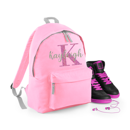 Personalised Name & Initial Backpack, Kids Rucksack with Name & Design
