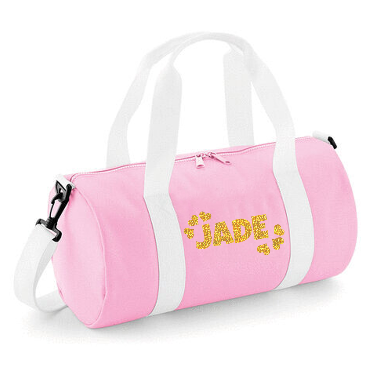 Personalised Name & Hearts Barrel Bag | Kids Holdall with Name