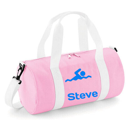Personalised Swimming Design Barrel Swim Sports Bag with Childs Name