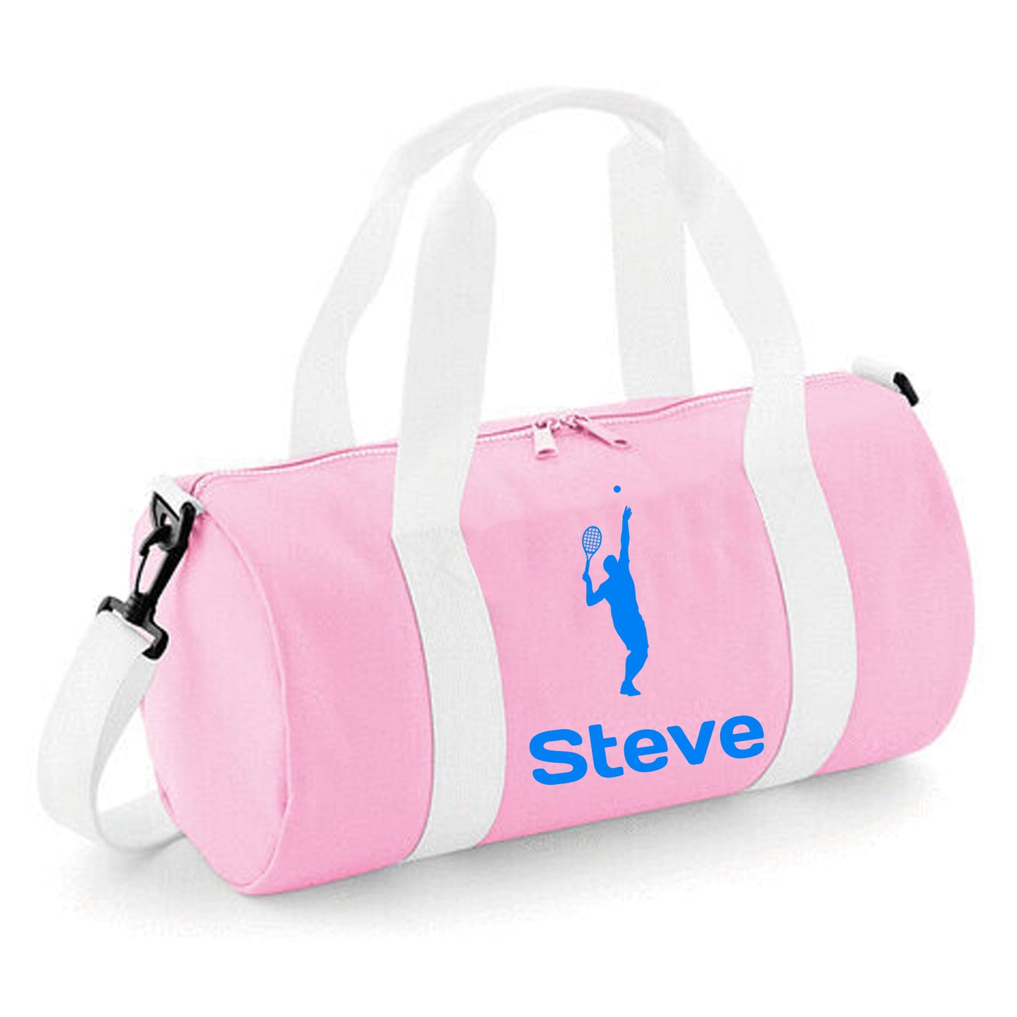 Personalised Male Tennis Player Barrel Bag 12L, Sports Kids Holdall