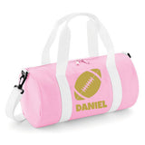 Personalised Rugby Ball Barrel Bag | Kids Sports Holdall with Name